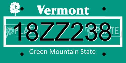 18ZZ238 Vermont License Plate