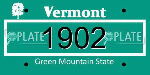 1902 Vermont License Plate