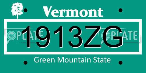 1913ZG Vermont License Plate