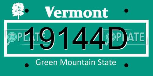 19144D Vermont License Plate