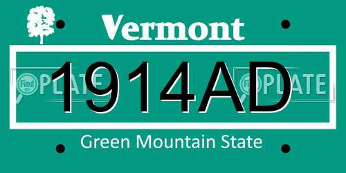 1914AD Vermont License Plate