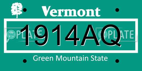 1914AQ Vermont License Plate