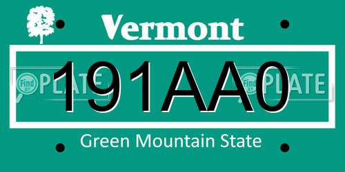 191AA0 Vermont License Plate