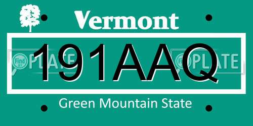 191AAQ Vermont License Plate