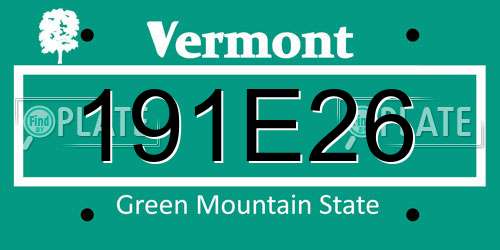 191E26 Vermont License Plate