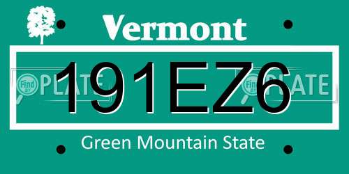 191EZ6 Vermont License Plate
