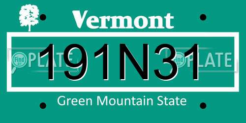 191N31 Vermont License Plate