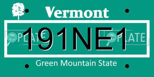 191NE1 Vermont License Plate