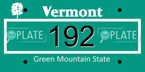 192 Vermont License Plate