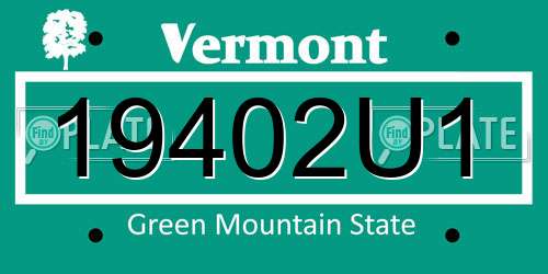 19402U1 Vermont License Plate