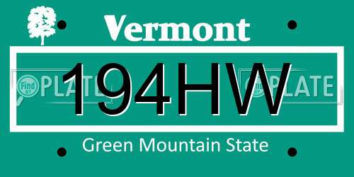 194HW Vermont License Plate