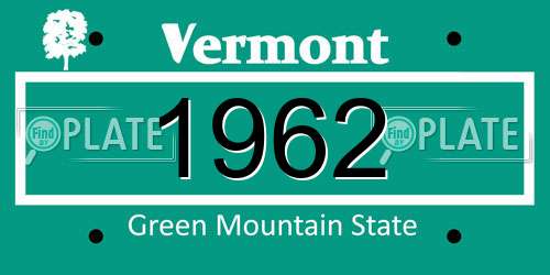 1962 Vermont License Plate
