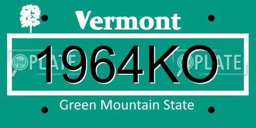1964KO Vermont License Plate