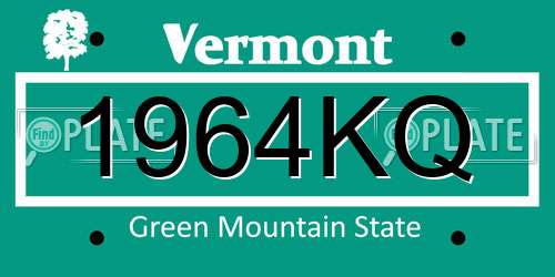1964KQ Vermont License Plate