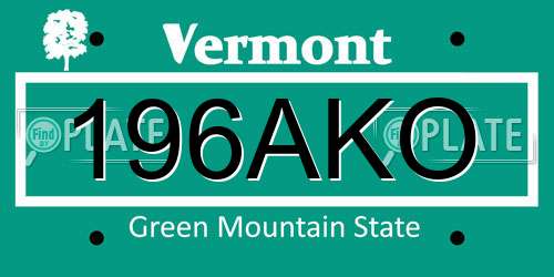 196AKO Vermont License Plate