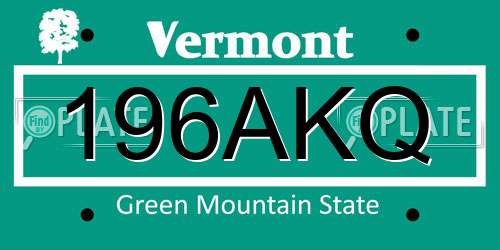 196AKQ Vermont License Plate