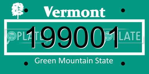 199001 Vermont License Plate