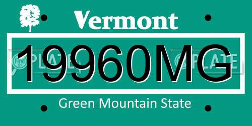 19960MG Vermont License Plate