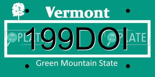 199DOI Vermont License Plate
