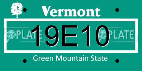 19E10 Vermont License Plate