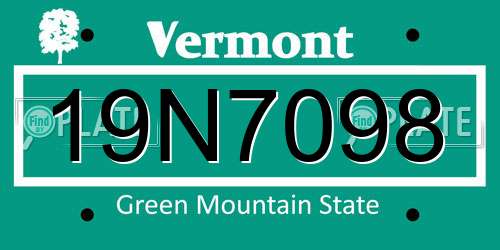 19N7098 Vermont License Plate