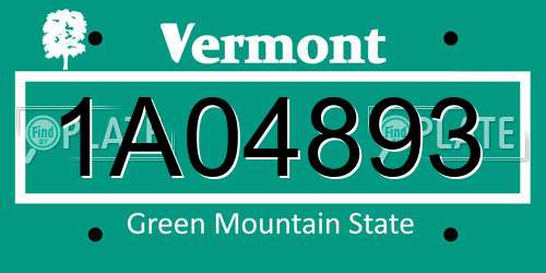 1A04893 Vermont License Plate