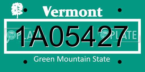 1A05427 Vermont License Plate
