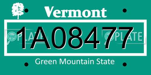 1A08477 Vermont License Plate
