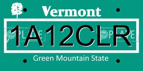 1A12CLR Vermont License Plate