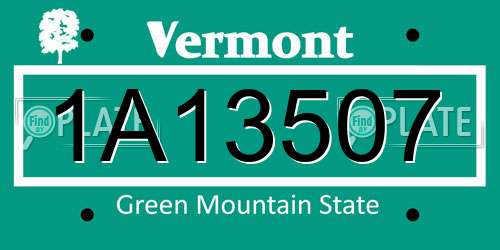 1A13507 Vermont License Plate