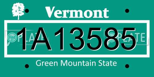 1A13585 Vermont License Plate