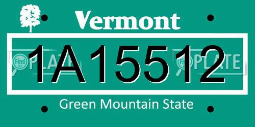 1A15512 Vermont License Plate