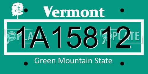 1A15812 Vermont License Plate