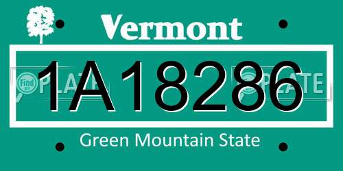 1A18286 Vermont License Plate