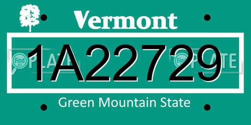1A22729 Vermont License Plate