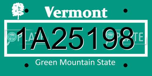 1A25198 Vermont License Plate