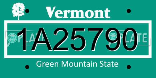1A25790 Vermont License Plate