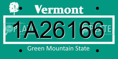 1A26166 Vermont License Plate