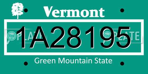 1A28195 Vermont License Plate