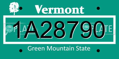 1A28790 Vermont License Plate