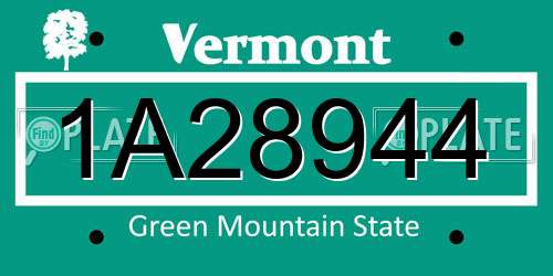 1A28944 Vermont License Plate