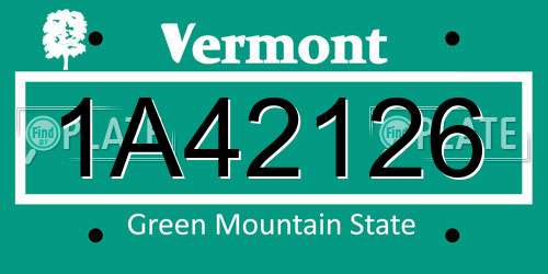 1A42126 Vermont License Plate