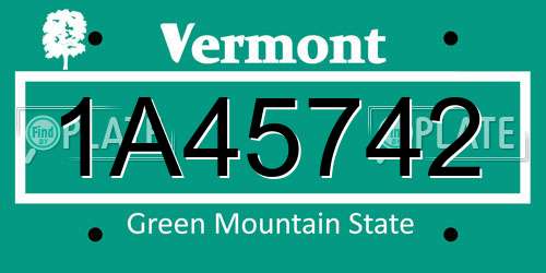 1A45742 Vermont License Plate