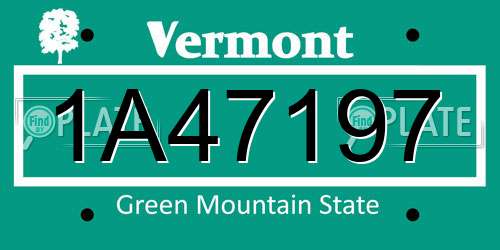1A47197 Vermont License Plate