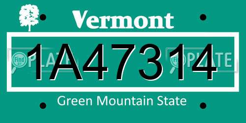 1A47314 Vermont License Plate
