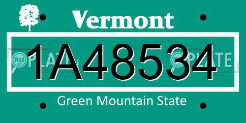 1A48534 Vermont License Plate