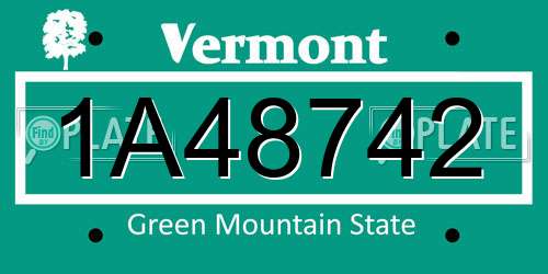1A48742 Vermont License Plate