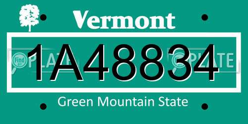 1A48834 Vermont License Plate