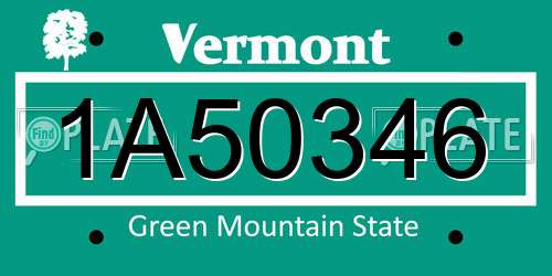 1A50346 Vermont License Plate
