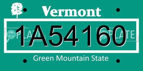 1A54160 Vermont License Plate